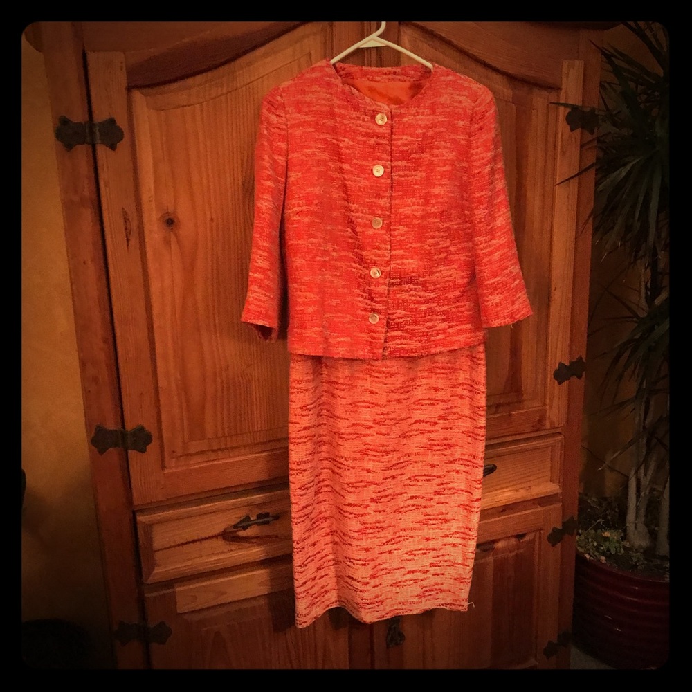 LK Bennett Vintage Tangerine Dress and Jacket Set